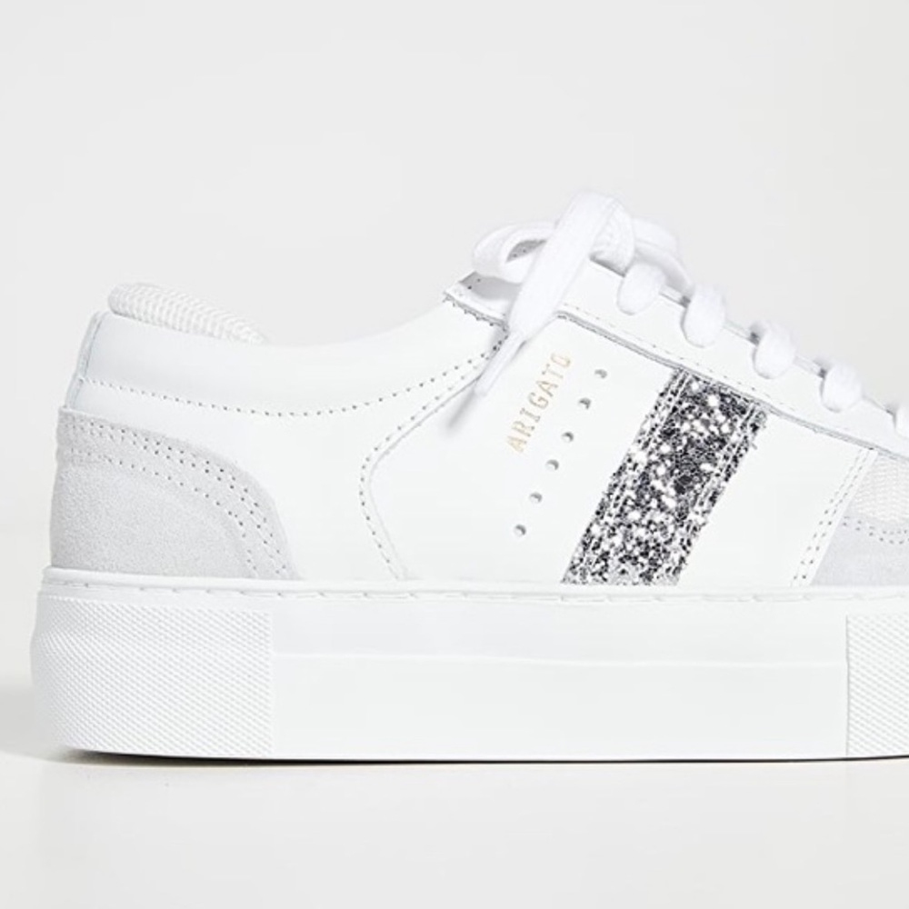 NWT Axel Arigato Detailed Platform Sneaker - White/Silver Glitter - EU 37 US 6.5 - Picture 2 of 16